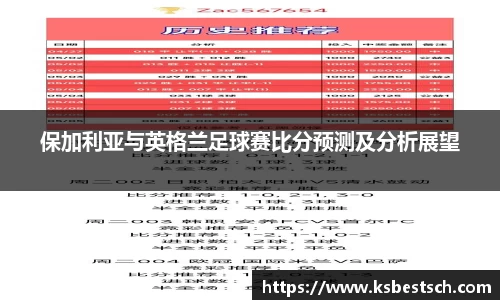 保加利亚与英格兰足球赛比分预测及分析展望